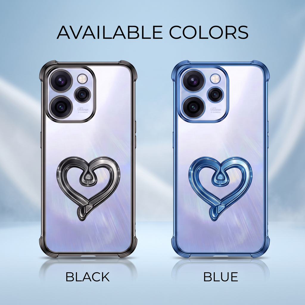 Oppo Reno 15 Pro Mini 5G Premium Heart Stand Transparent Shockproof Airbag Phone Case
