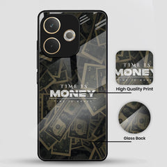Oppo A5 Pro 5G Premium Acrylic Shockproof Glass Back Case (Time is Money )
