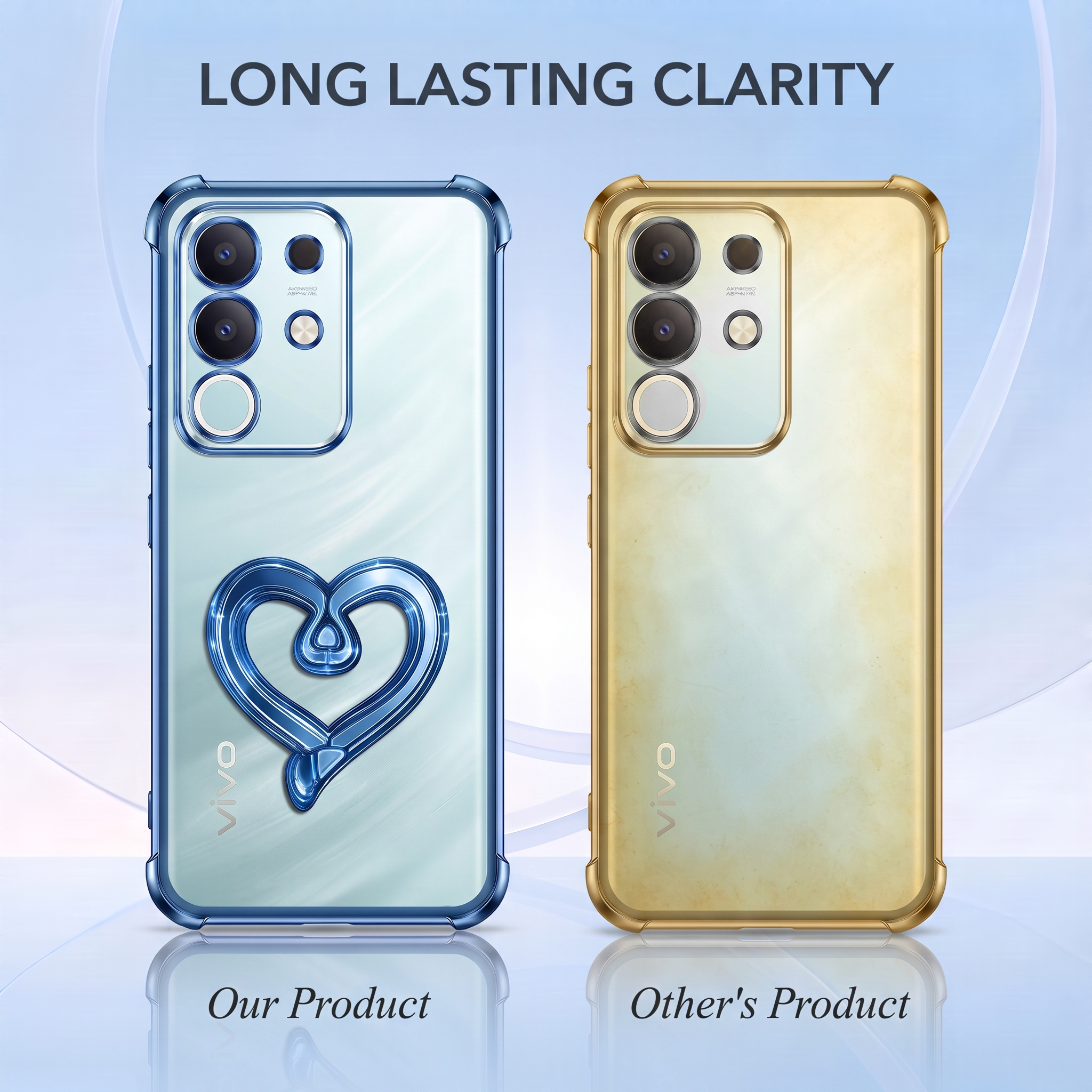 Vivo T4x 5G Premium Heart Stand Transparent Shockproof Airbag Phone Case