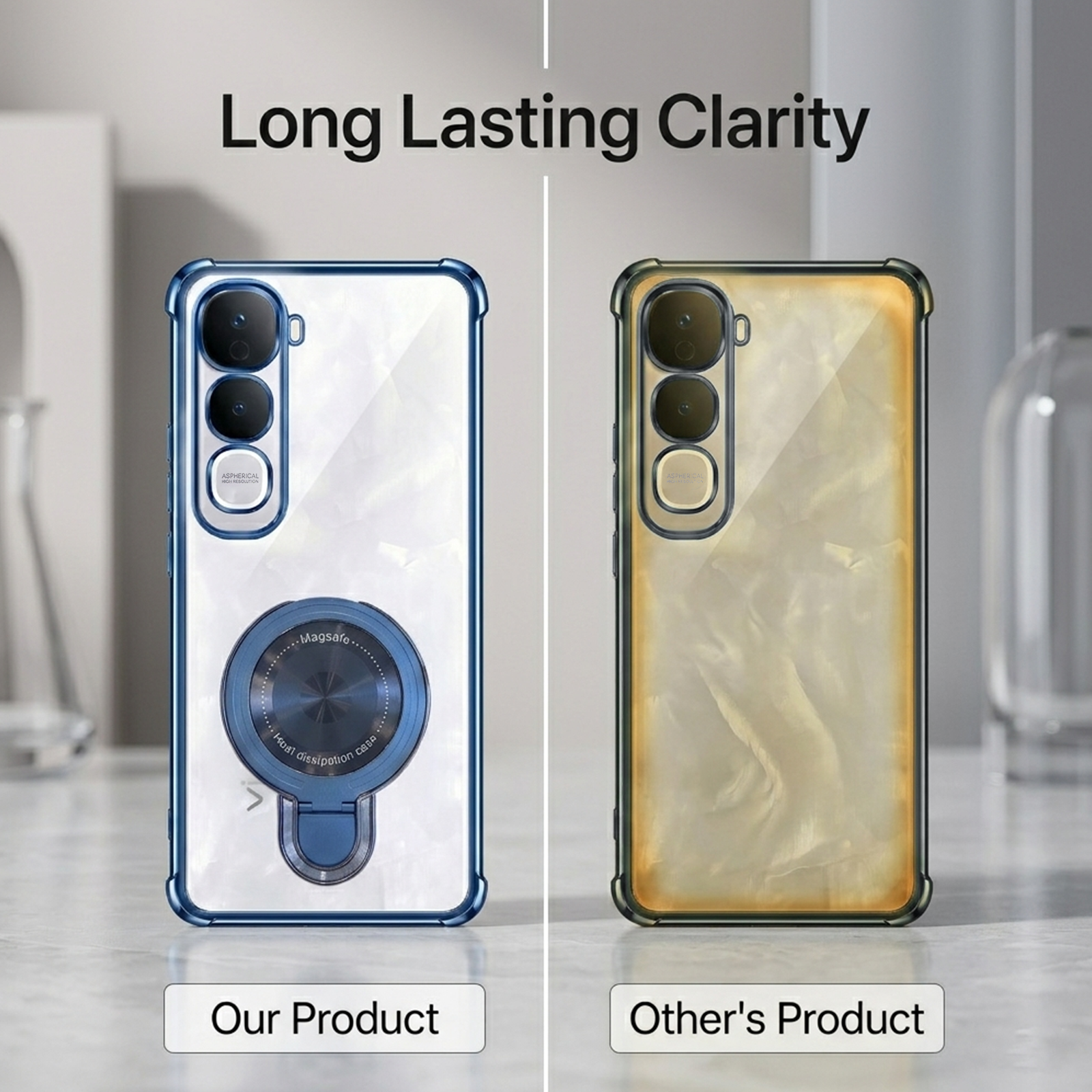 Vivo Y400 Pro 5G Luxury Four Corner Invincible Bracket Ring Stand Case