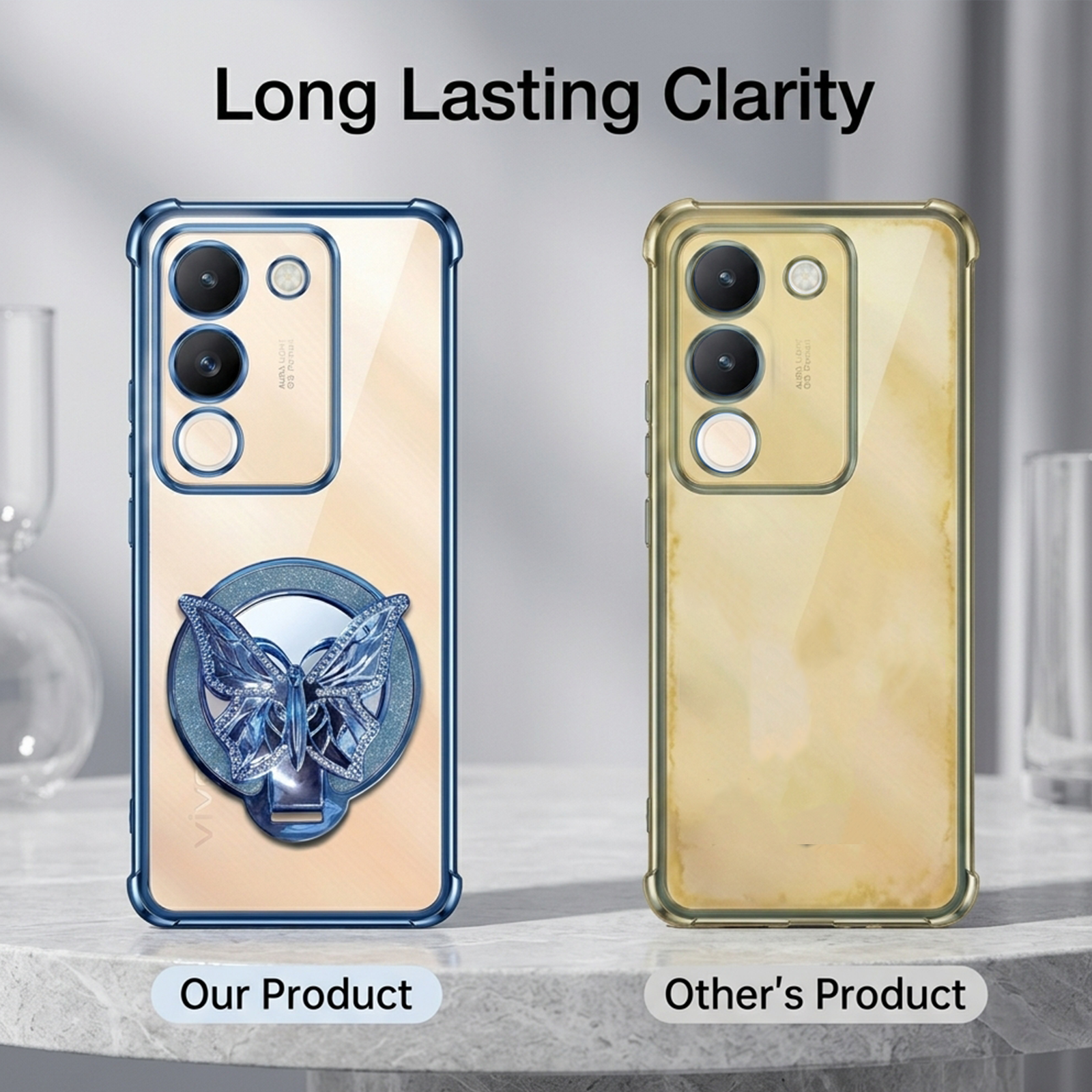 Vivo Y200 5G Premium Butterfly Stand Airbags Case