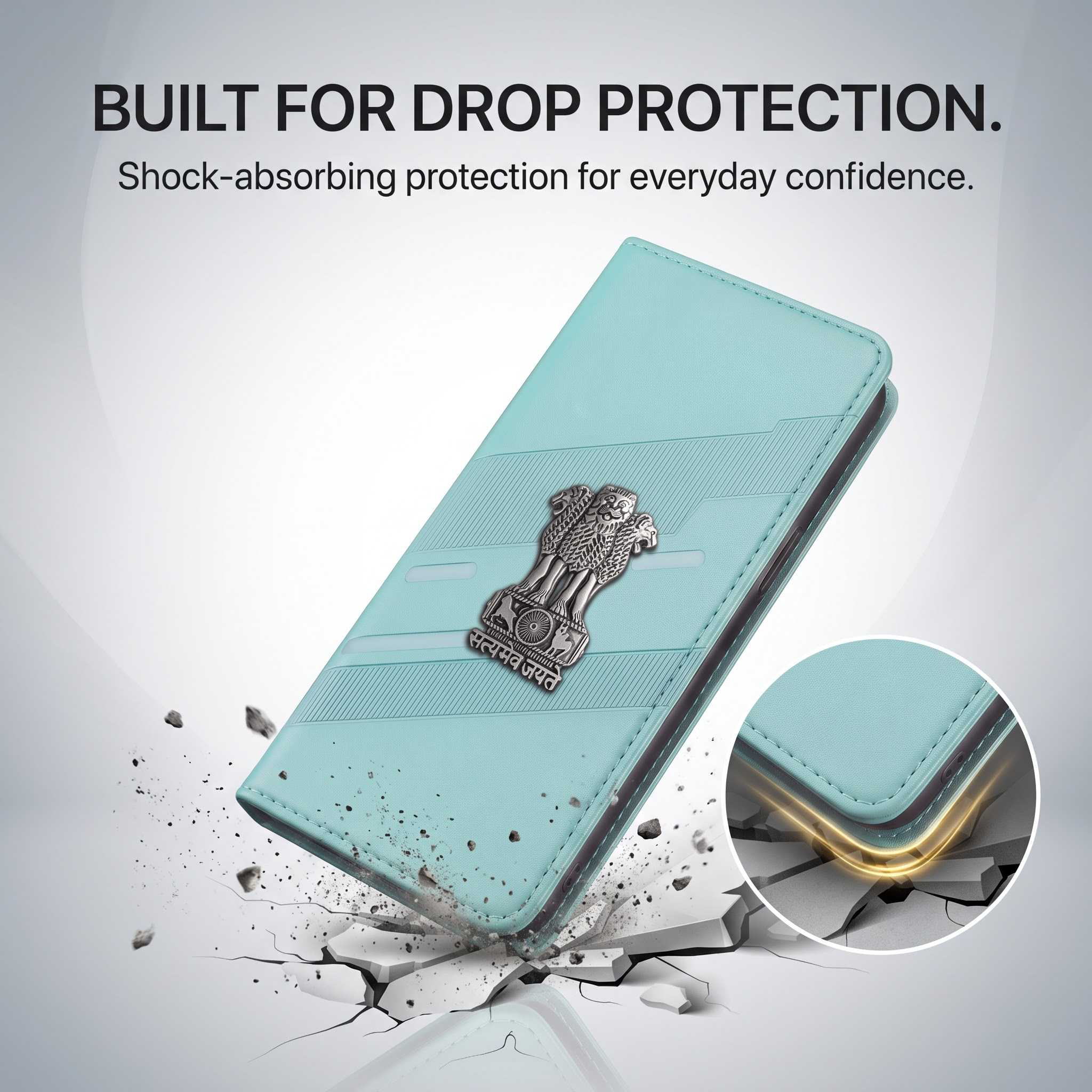 Vivo V29e 5G Satyamev Jayate 3D Emblem Magnetic Flip Wallet Case