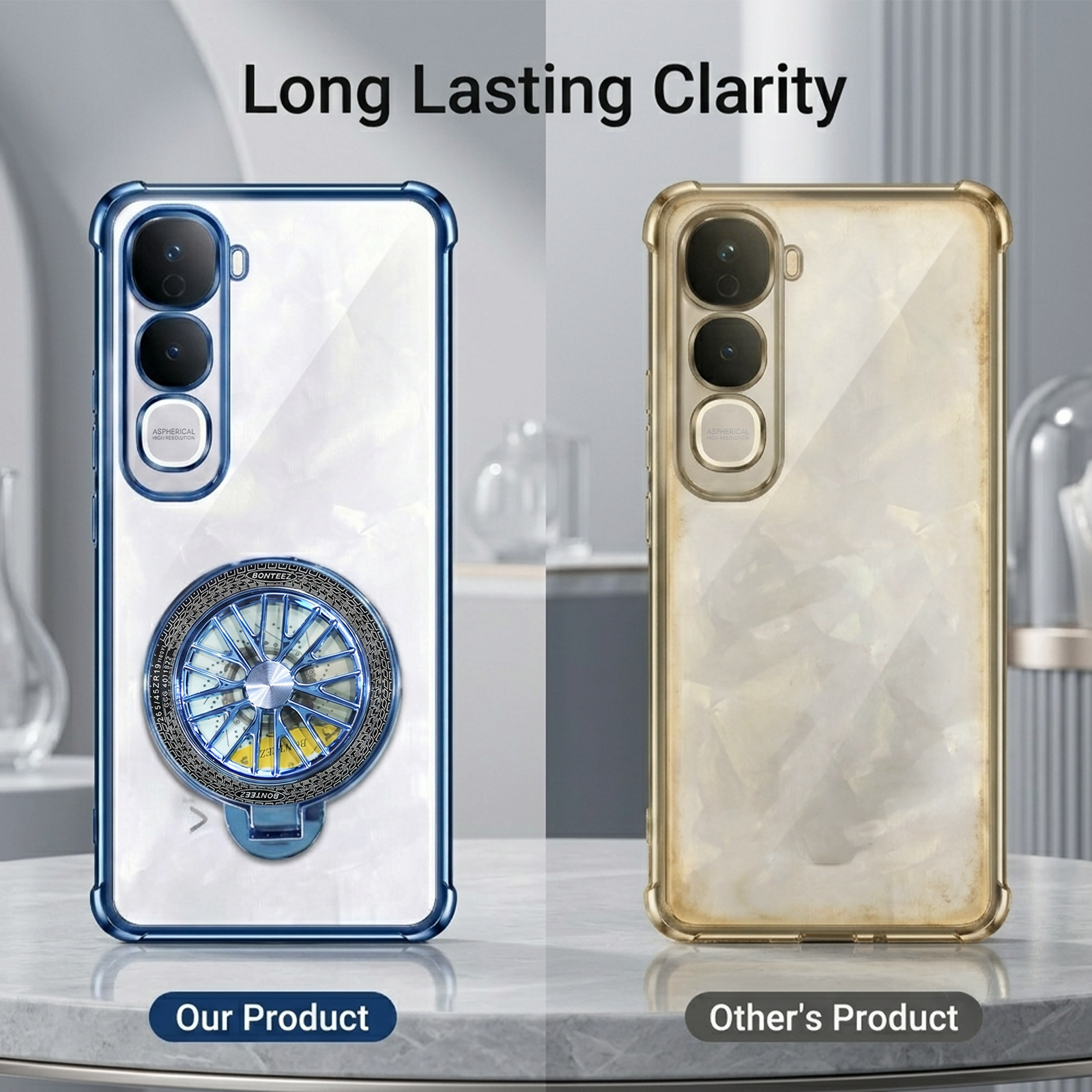 Vivo Y400 Pro 5G Premium Stress Buster Wheel Rotating Shockproof Airbags Case