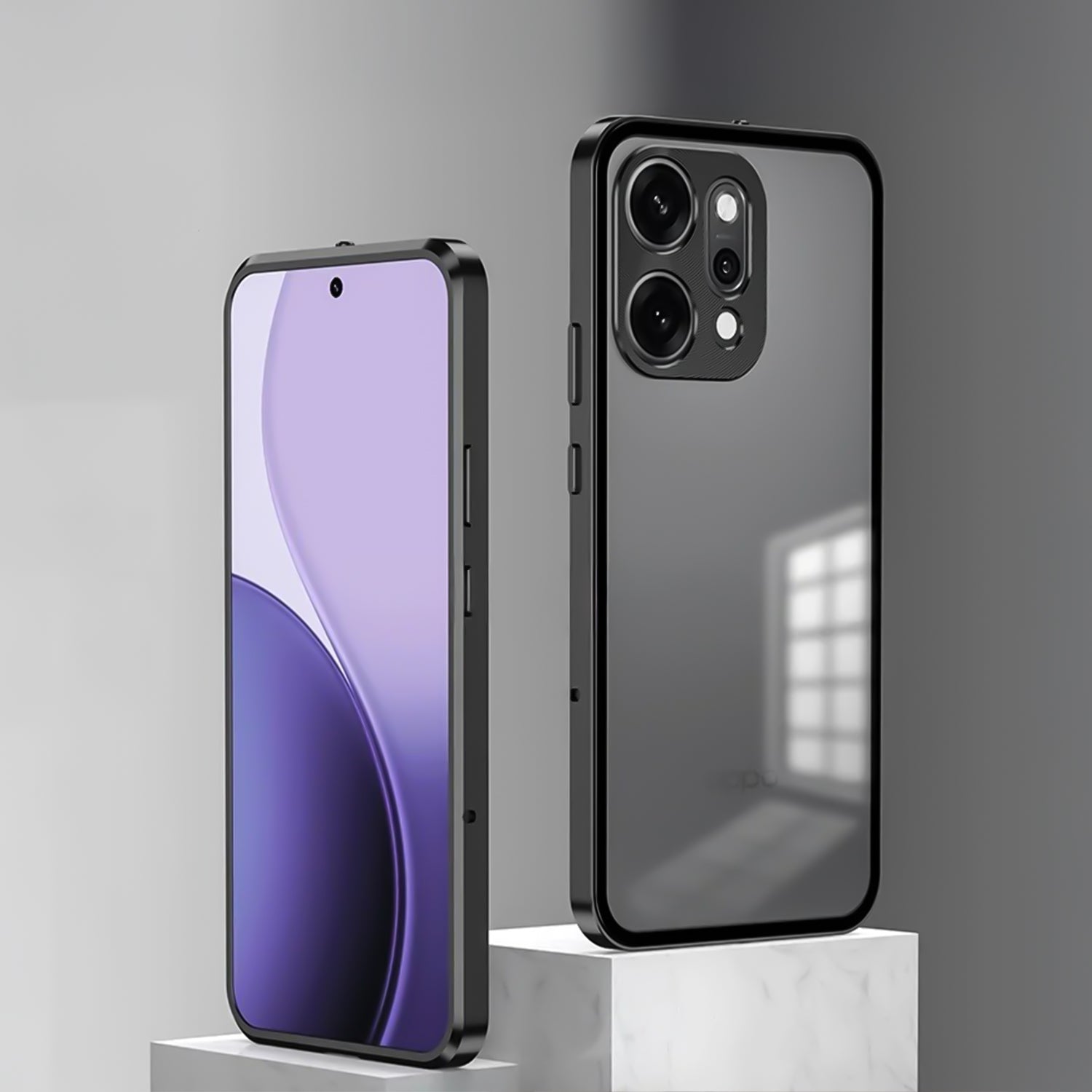 Oppo Reno 14 Pro 5G Aluminium Metal Bumper Shield Transparent Back Case