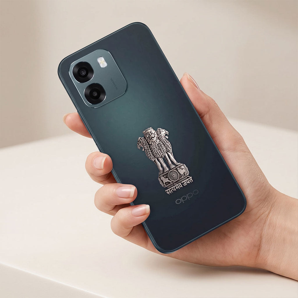 Oppo A6 5G Compatible Satyamev Jayate 3D Metal Emblem Sticker