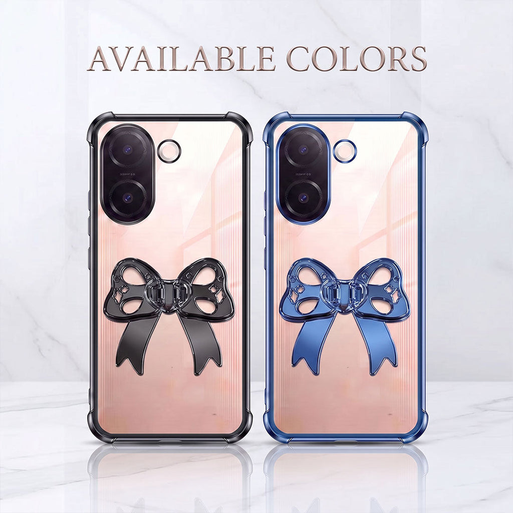 Vivo V60e 5G Stylish Bow Knot Stand Transparent Shockproof Airbag Phone Case
