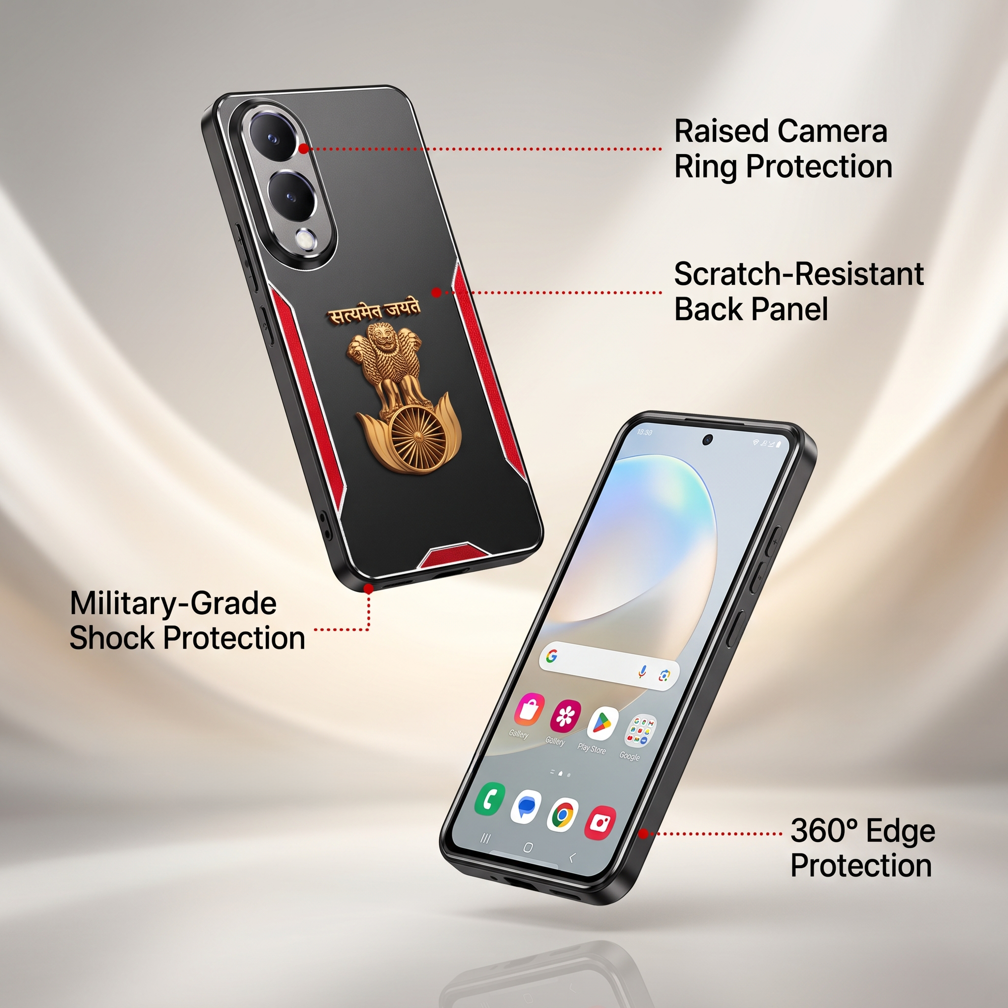 Vivo Y28 5G Satyamev Jayate 3D Metal Aluminium Back Case
