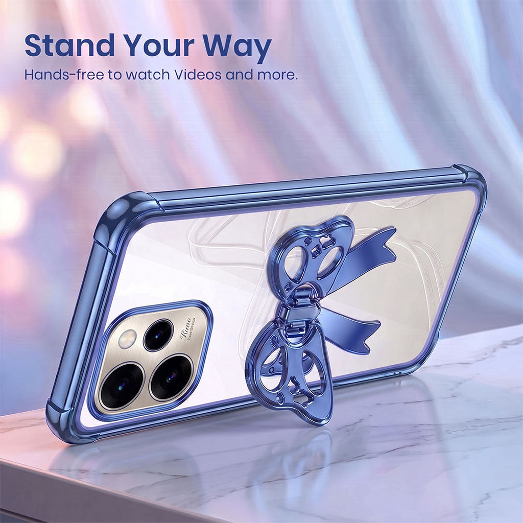 Oppo Reno 15 Pro Mini 5G Stylish Bow Knot Stand Transparent Shockproof Airbag Phone Case