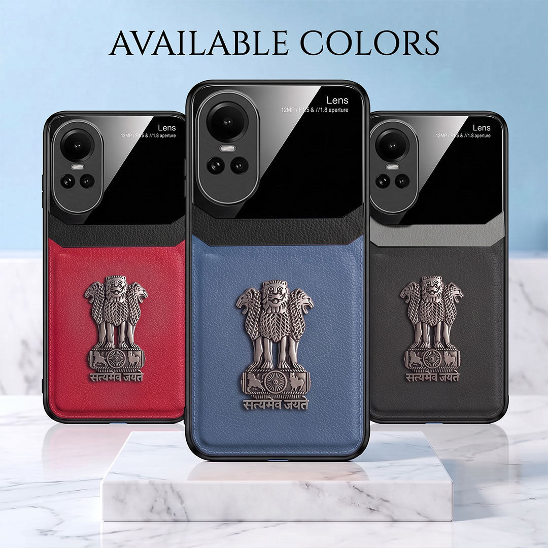 Oppo Reno 10 5G Satyamev Jayate 3D Metal Leather Back Case