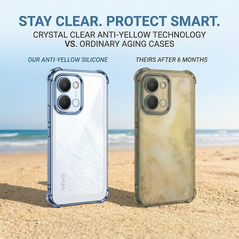 Vivo T5x 5G Anti-Yellow Electroplating Transparent Airbags Case