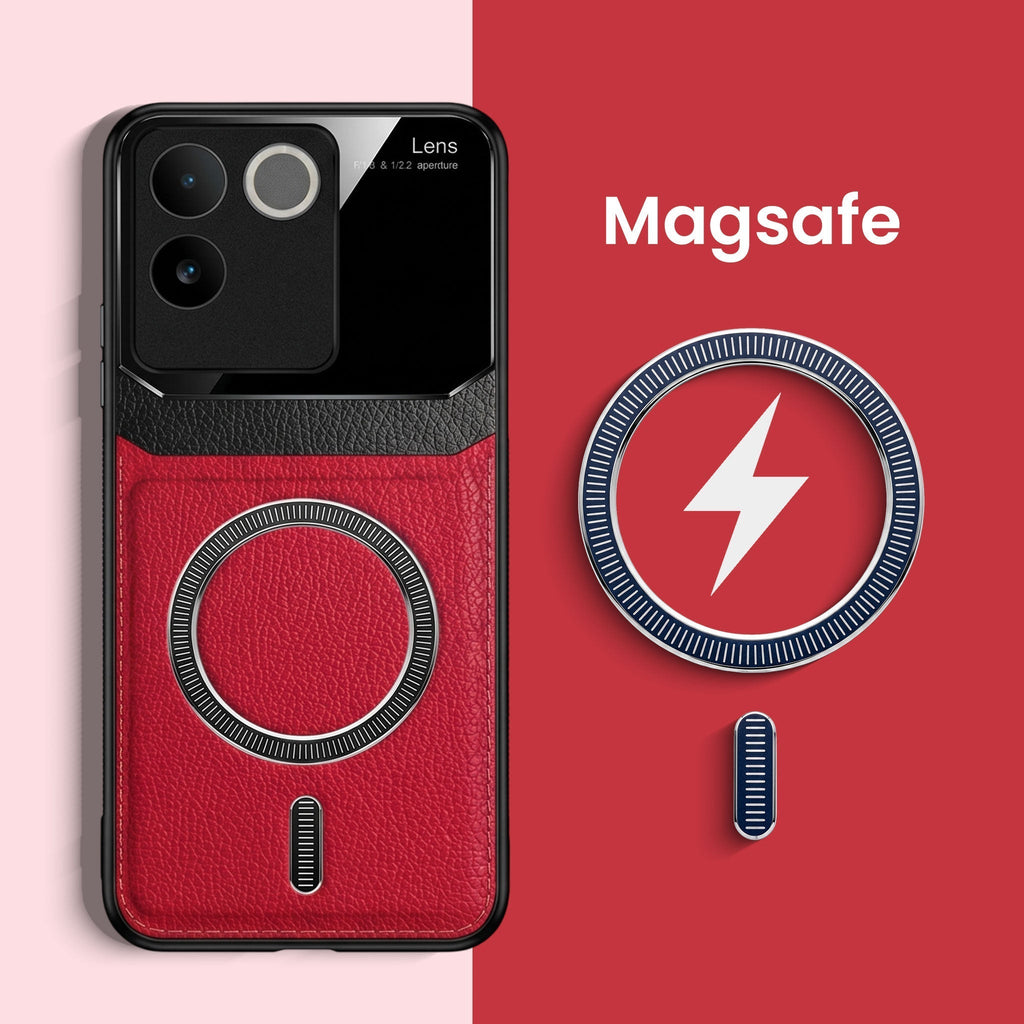 Vivo T2 Pro 5G Premium Magsafe Magnetic Leather Lens Protective Case