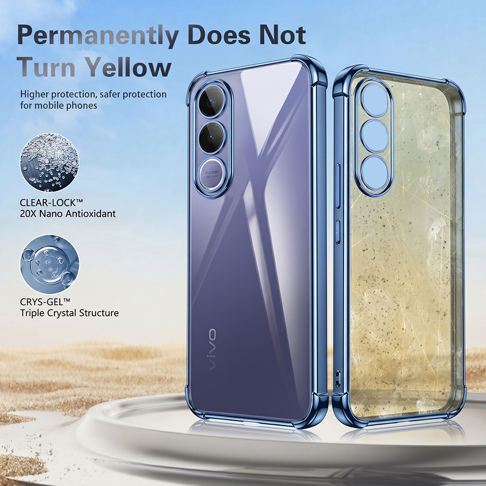 Vivo V70FE 5G Anti-Yellow Electroplating Transparent Airbags Case