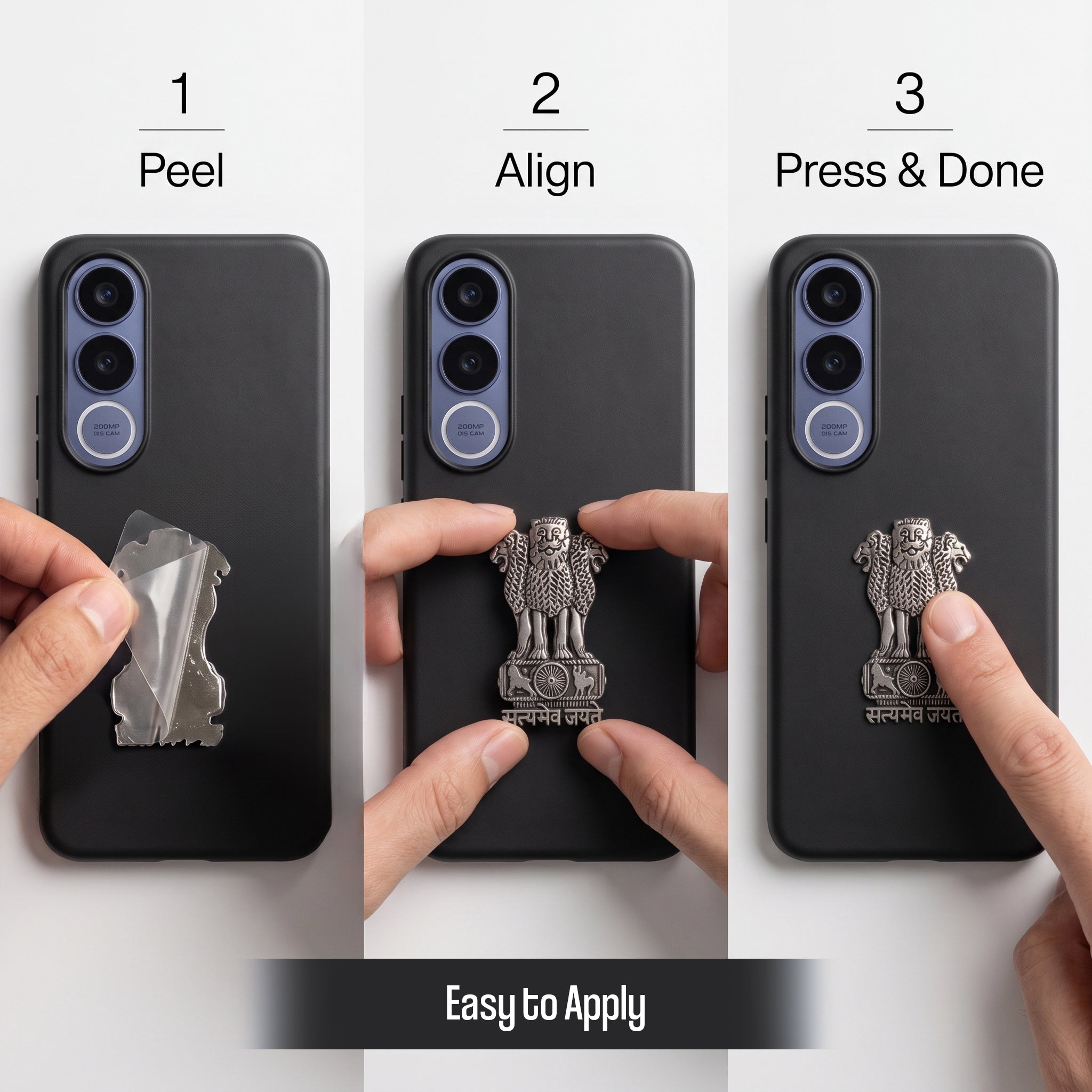 Vivo V70 FE 5G Compatible Satyamev Jayate 3D Metal Emblem Sticker