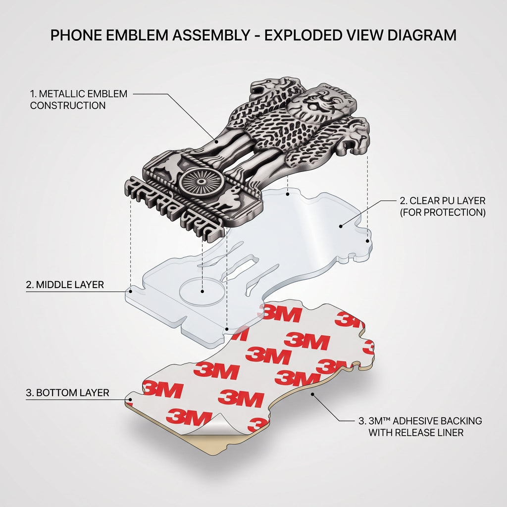 Vivo V70 FE 5G Compatible Satyamev Jayate 3D Metal Emblem Sticker
