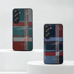Samsung Galaxy A36 Luxury Grid Pattern Glass Back Shockproof Case