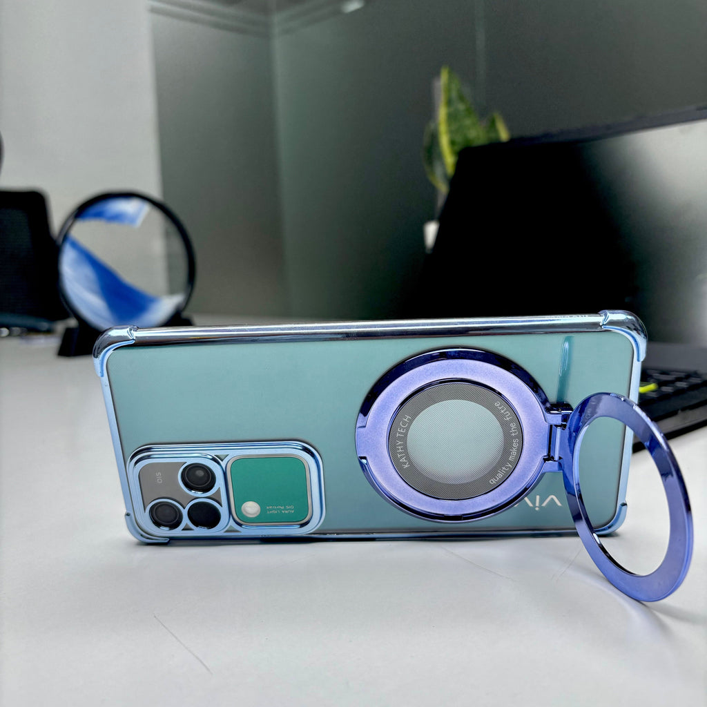 Vivo V30 Pro 5G Original Luxury Magnifier Ring Stand Shockproof Airbags Corner Case