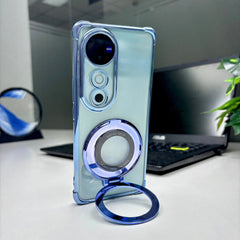 Vivo V40 5G Original Luxury Magnifier Ring Stand Shockproof Airbags Corner Case