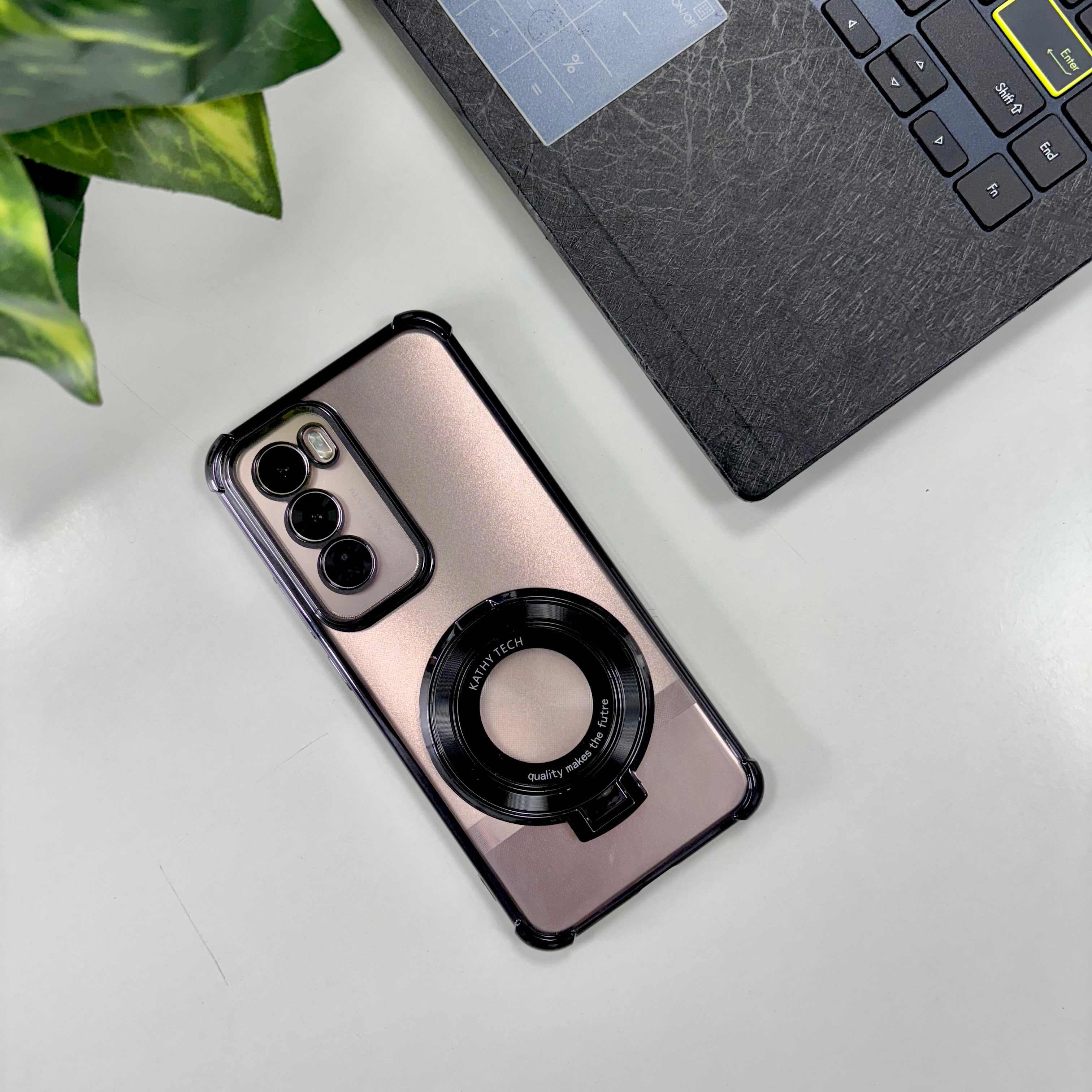 Oppo Reno12 5G Original Luxury Magnifier Ring Stand Shockproof Airbags Corner Case