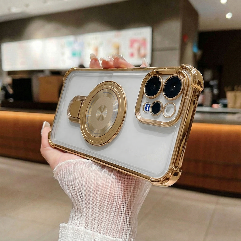 Vivo V70 5G Luxury Four Corner Invincible Bracket Ring Stand Case