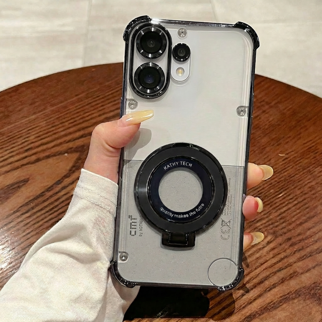 Nothing Phone 2 Pro 5G Original Luxury Magnifier Ring Stand Shockproof Airbags Corner Case