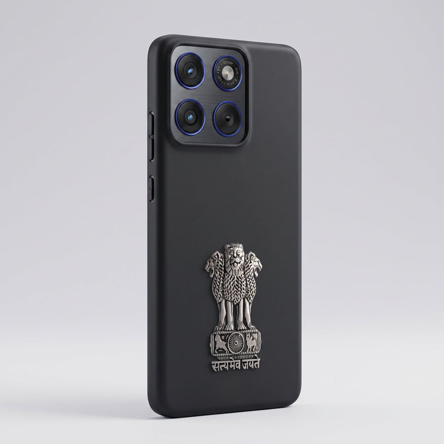 Motorola Edge 60 Pro 5G Compatible Satyamev Jayate 3D Metal Emblem Sticker