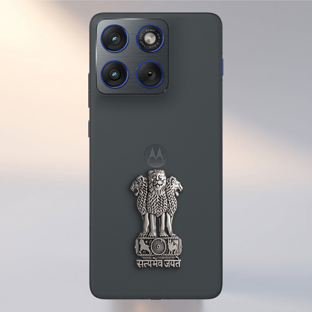 Motorola Edge 60 Pro 5G Compatible Satyamev Jayate 3D Metal Emblem Sticker