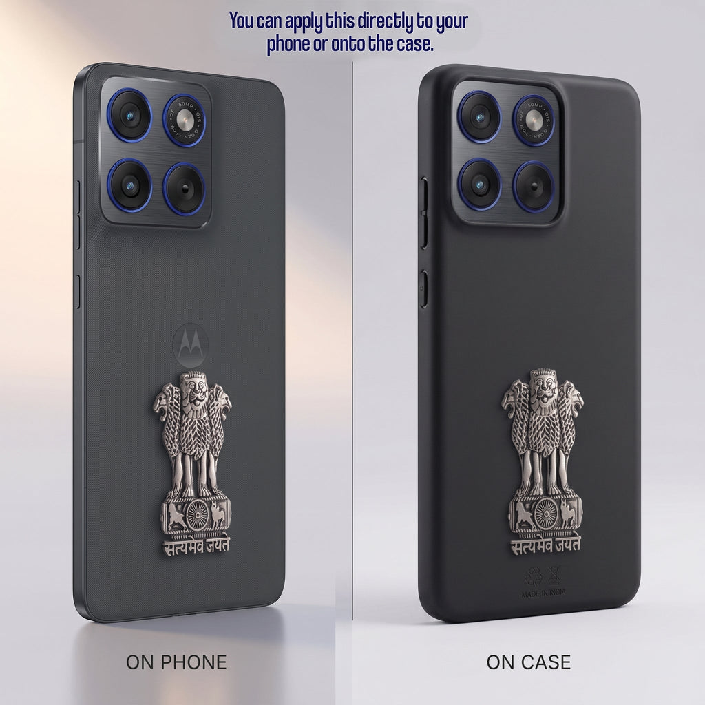 Motorola Edge 60 Pro 5G Compatible Satyamev Jayate 3D Metal Emblem Sticker