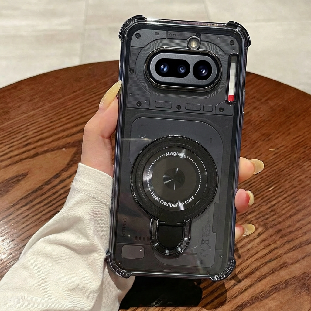 Nothing Phone 4a 5G Luxury Four Corner Invincible Bracket Ring Stand Case