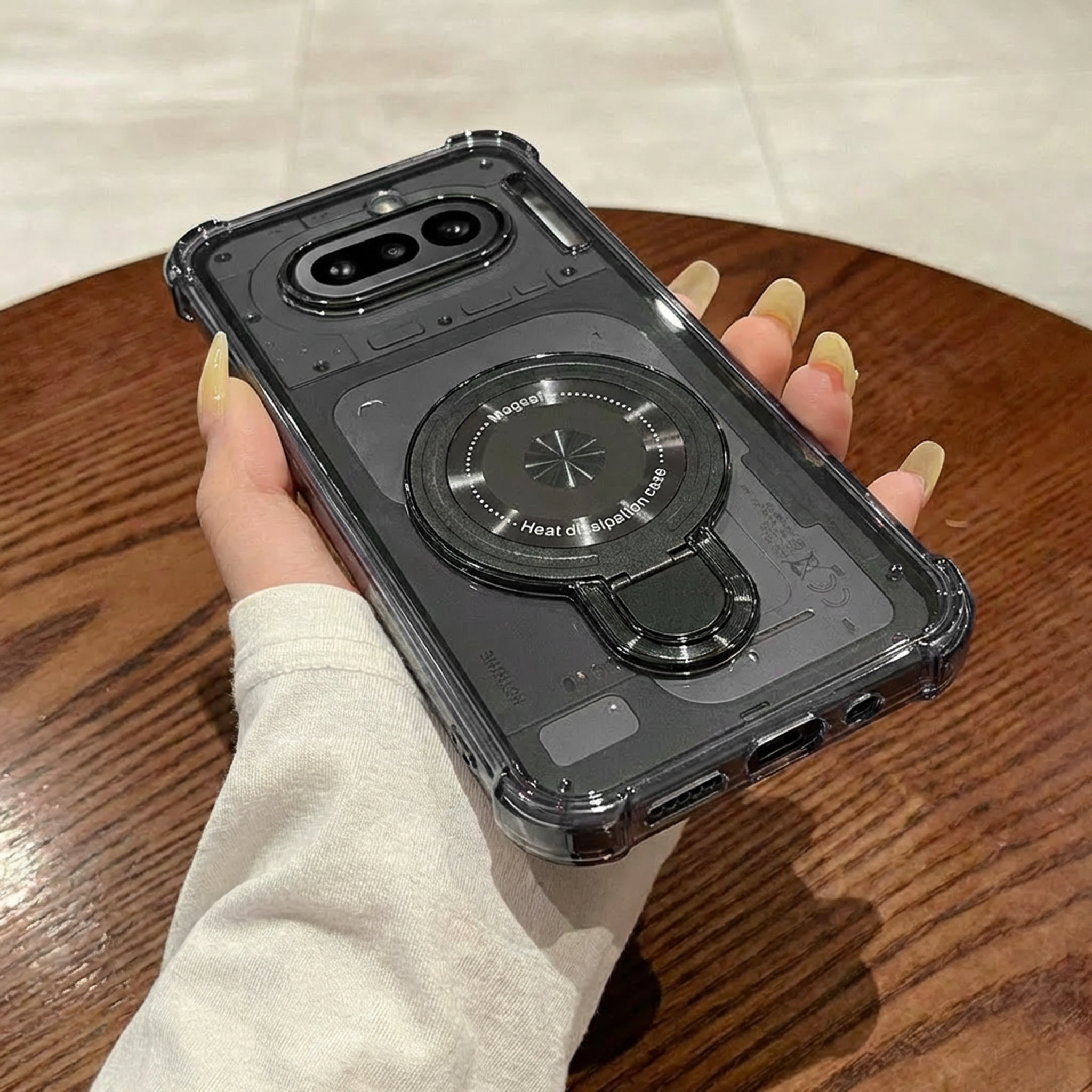 Nothing Phone 4a 5G Luxury Four Corner Invincible Bracket Ring Stand Case