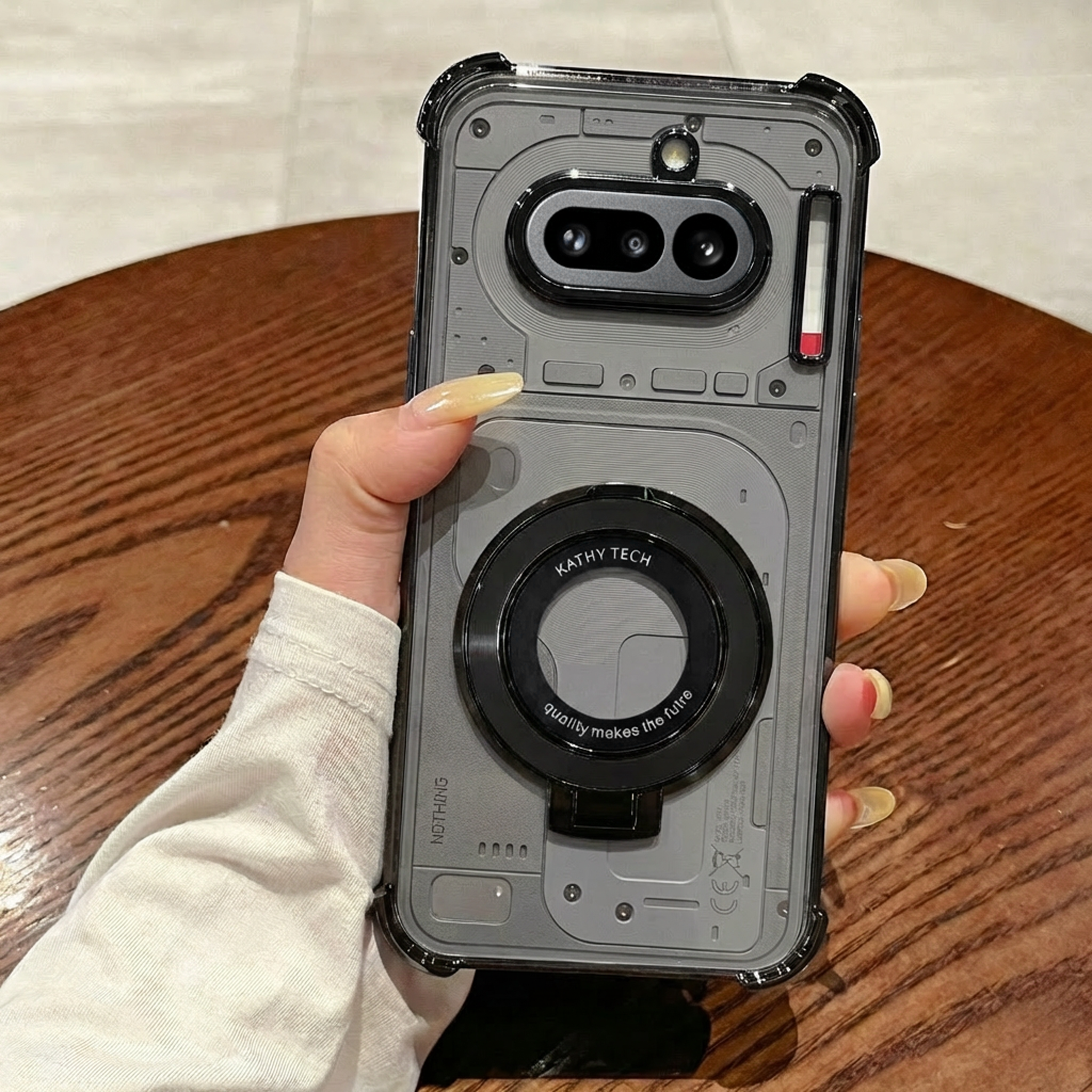 Nothing Phone 4a 5G Original Luxury Magnifier Ring Stand Shockproof Airbags Corner Case