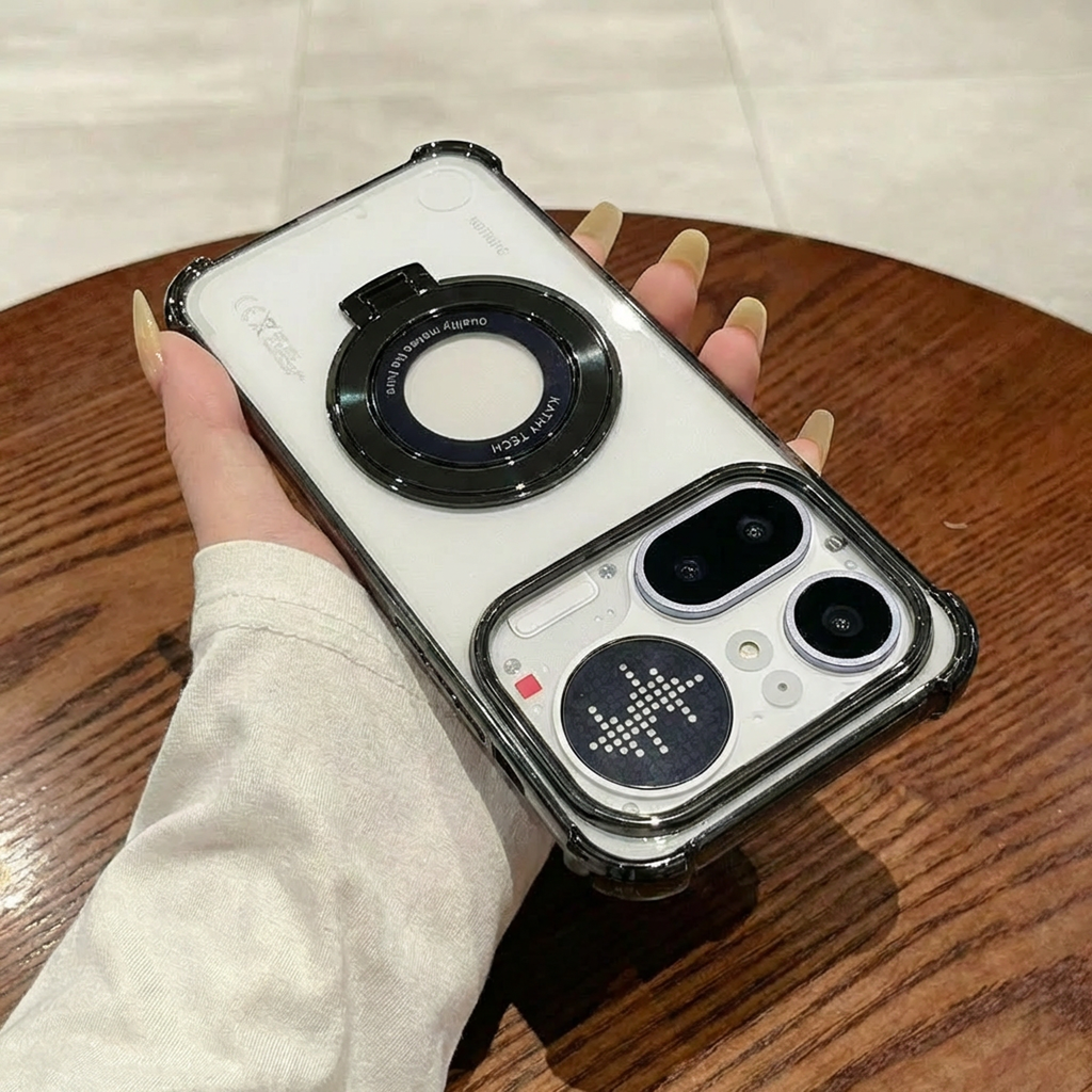 Nothing Phone 4a Pro 5G Original Luxury Magnifier Ring Stand Shockproof Airbags Corner Case