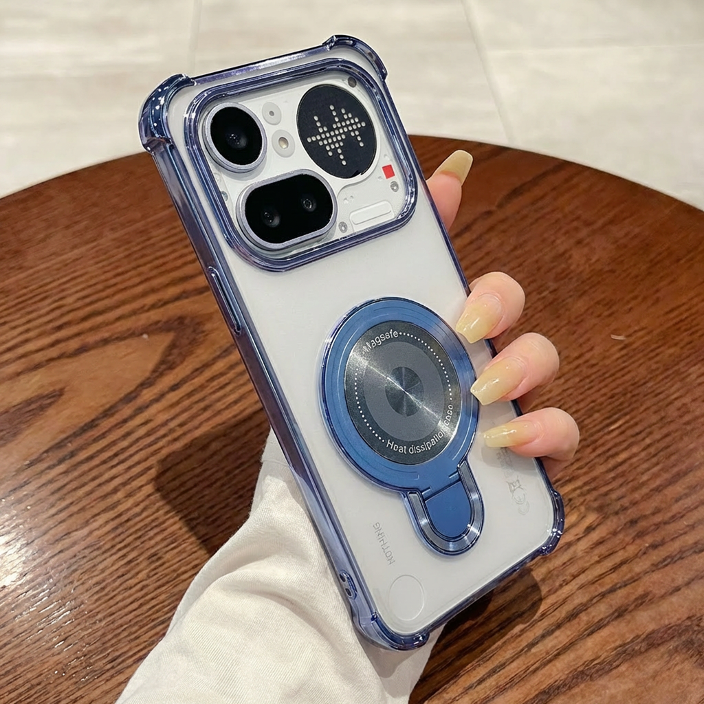 Nothing Phone 4a Pro 5G Luxury Four Corner Invincible Bracket Ring Stand Case