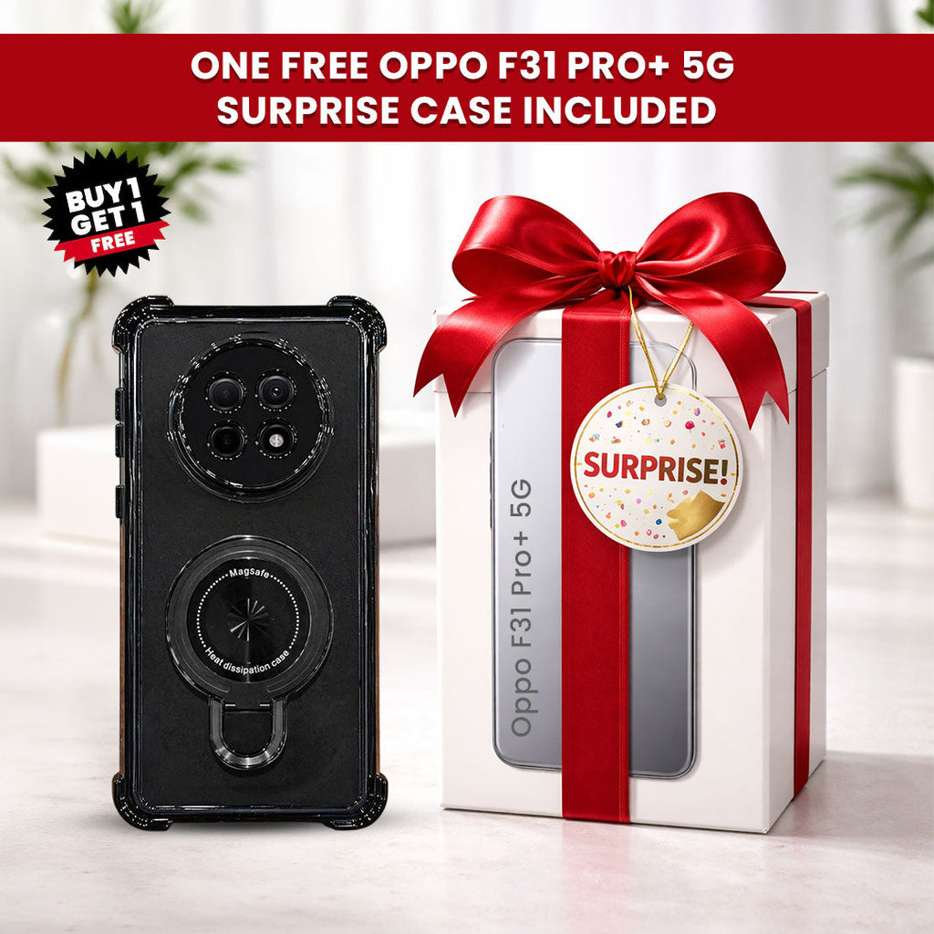 Oppo F31 Pro+ 5G Luxury Four Corner Invincible Bracket Ring Stand Case (Buy 1 Get 1 Free Surprise Cover)
