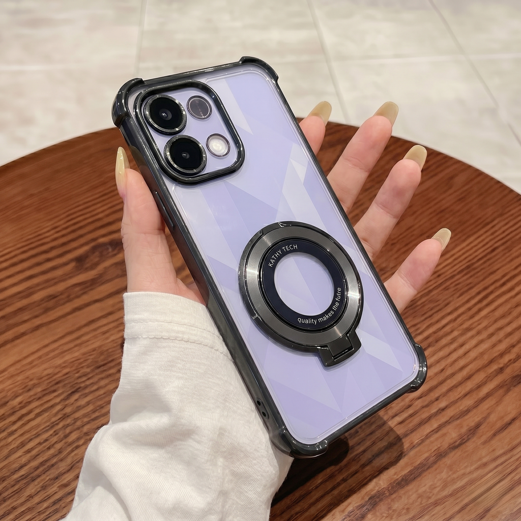 Oppo K13 5G Original Luxury Magnifier Ring Stand Shockproof Airbags Corner Case