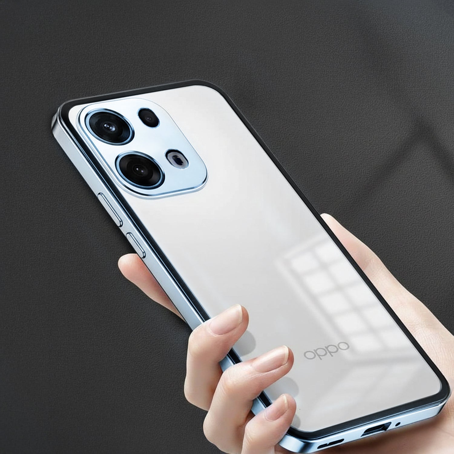 Oppo Reno 13 Pro 5G Aluminium Metal Bumper Shield Transparent Back Case