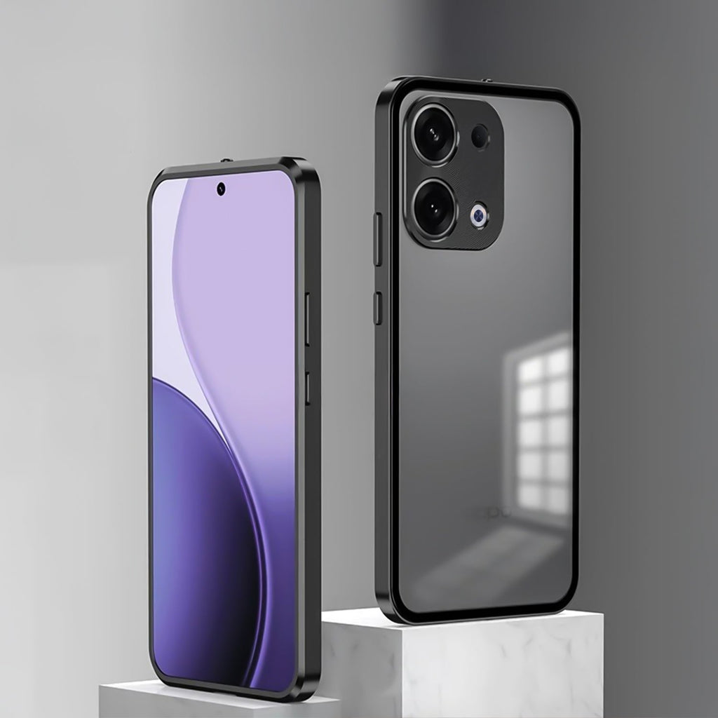 Oppo Reno 13 Pro 5G Aluminium Metal Bumper Shield Transparent Back Case
