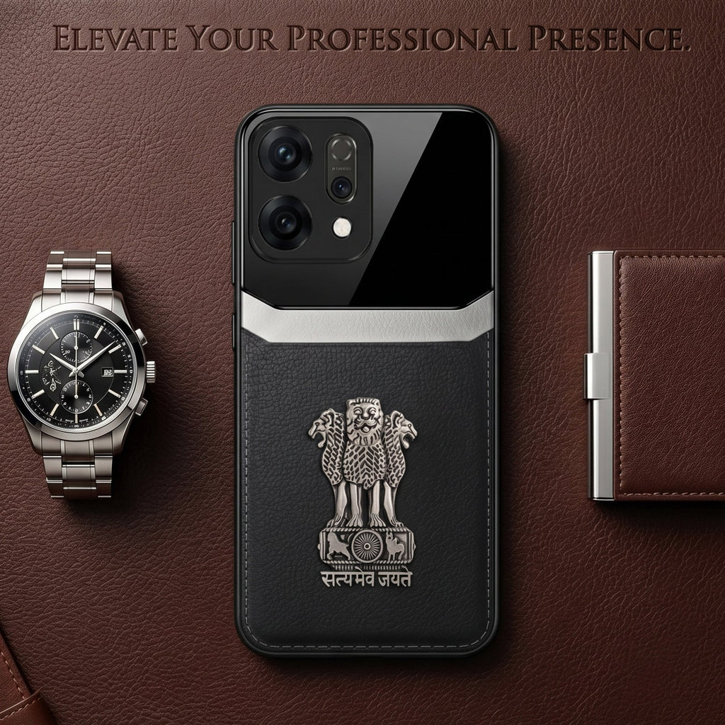 Oppo Reno 14 5G Satyamev Jayate 3D Metal Leather Back Case
