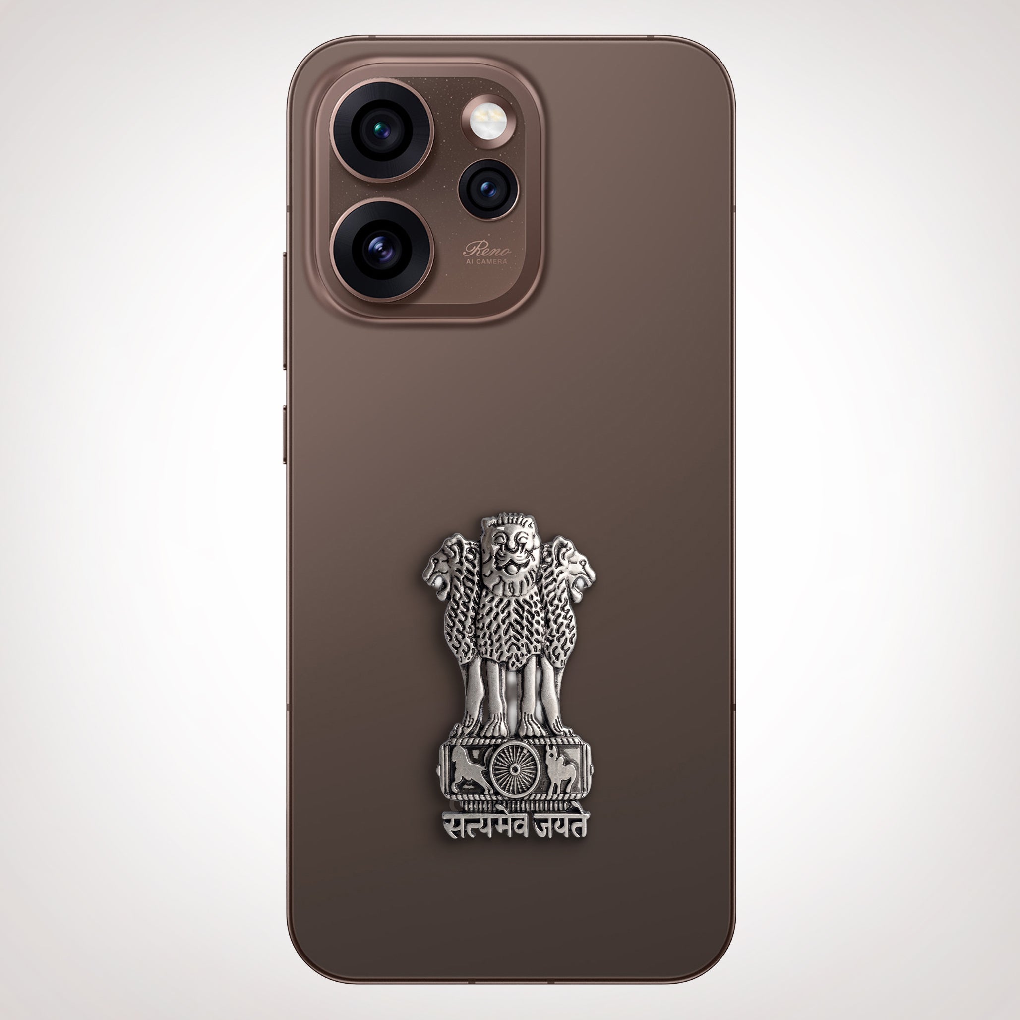 Oppo Reno 15 Pro Mini 5G Compatible Satyamev Jayate 3D Metal Emblem Sticker