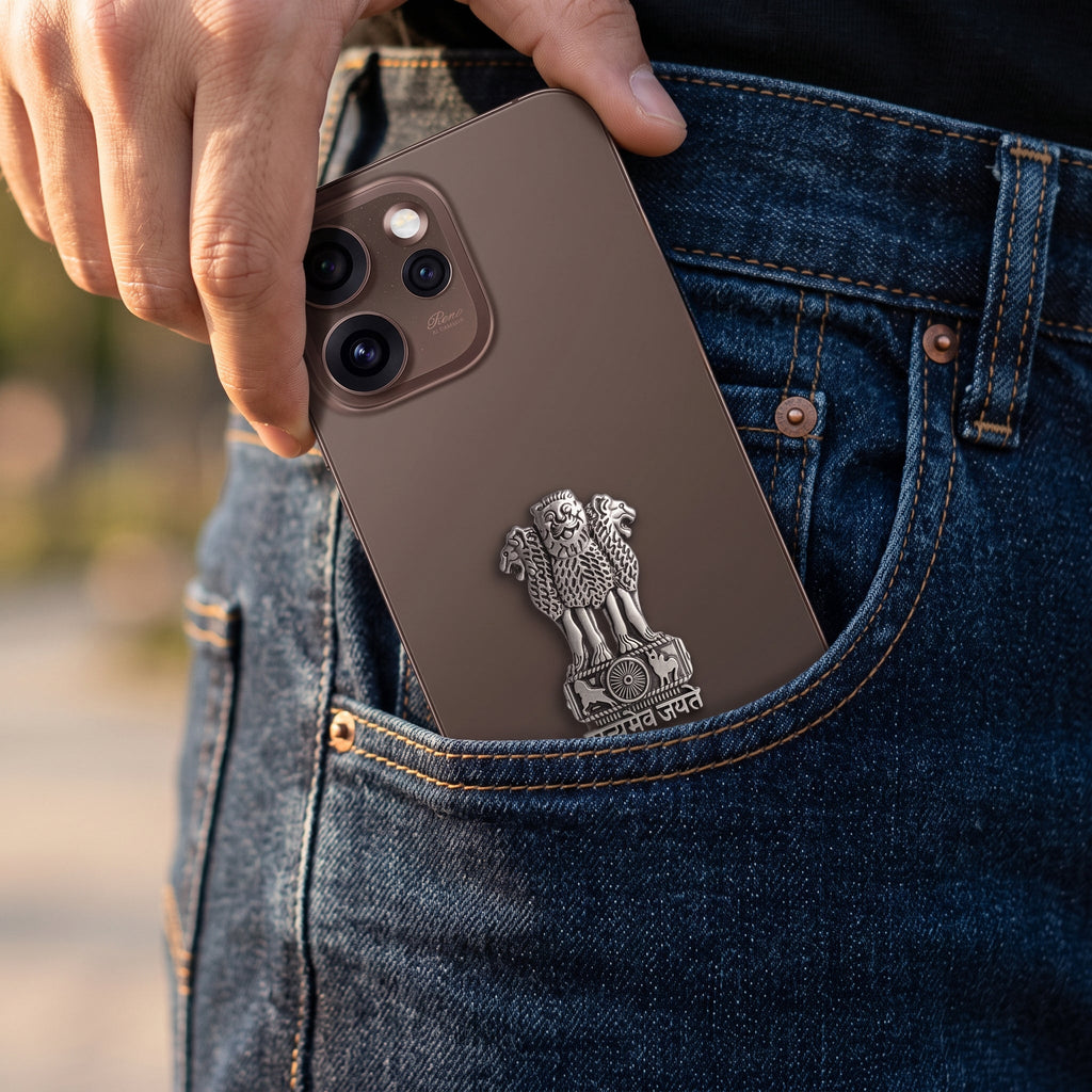 Oppo Reno 15 Pro Mini 5G Compatible Satyamev Jayate 3D Metal Emblem Sticker