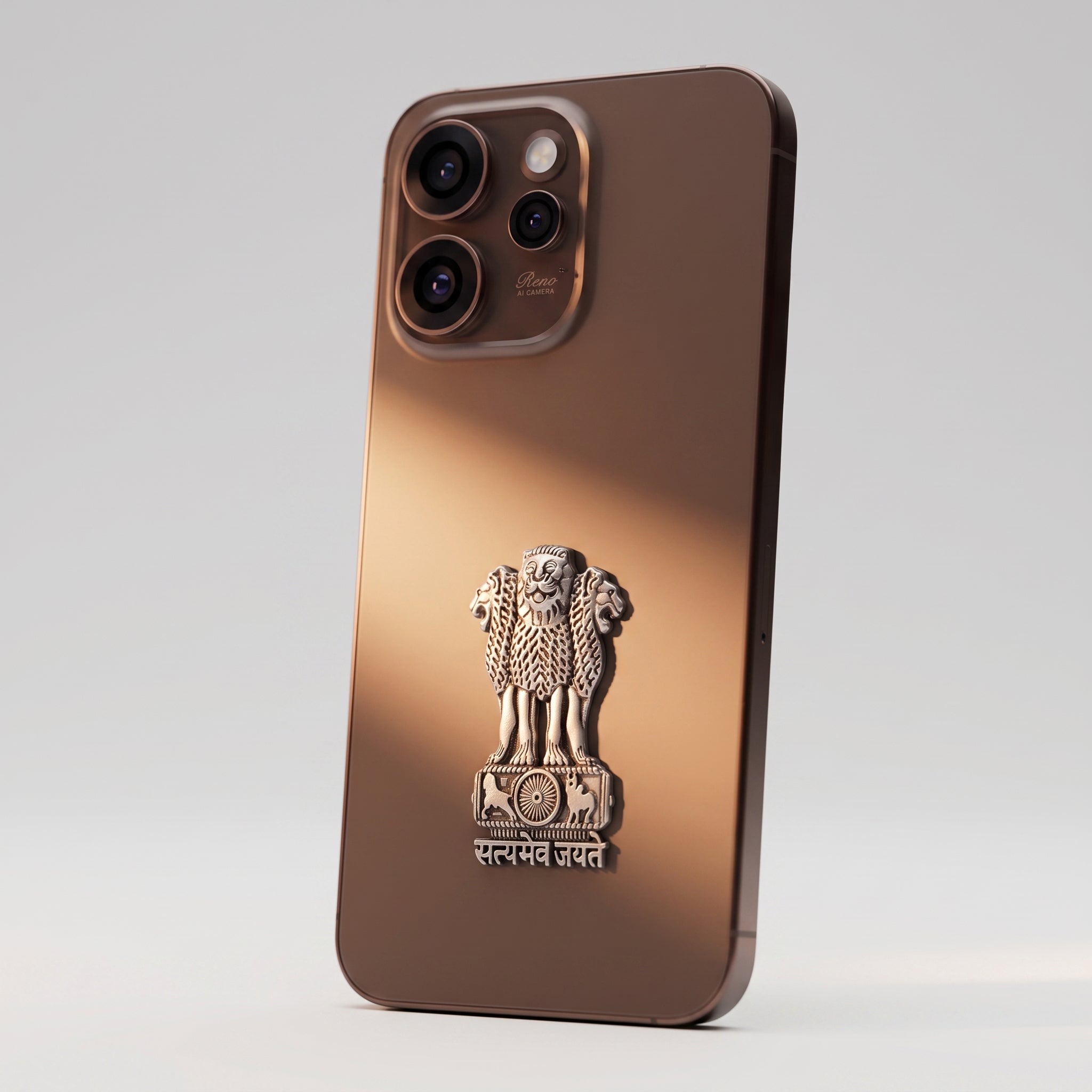 Oppo Reno 15 Pro Mini 5G Compatible Satyamev Jayate 3D Metal Emblem Sticker