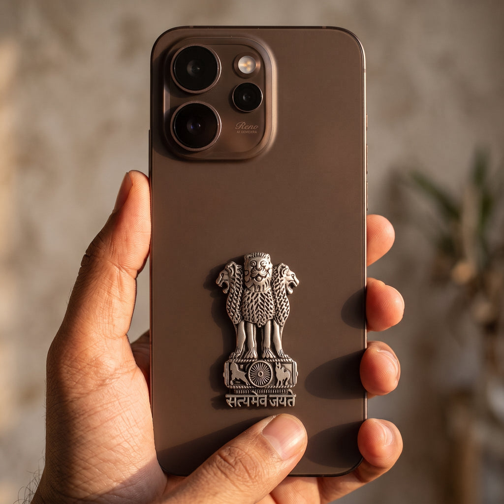 Oppo Reno 15 Pro 5G Compatible Satyamev Jayate 3D Metal Emblem Sticker