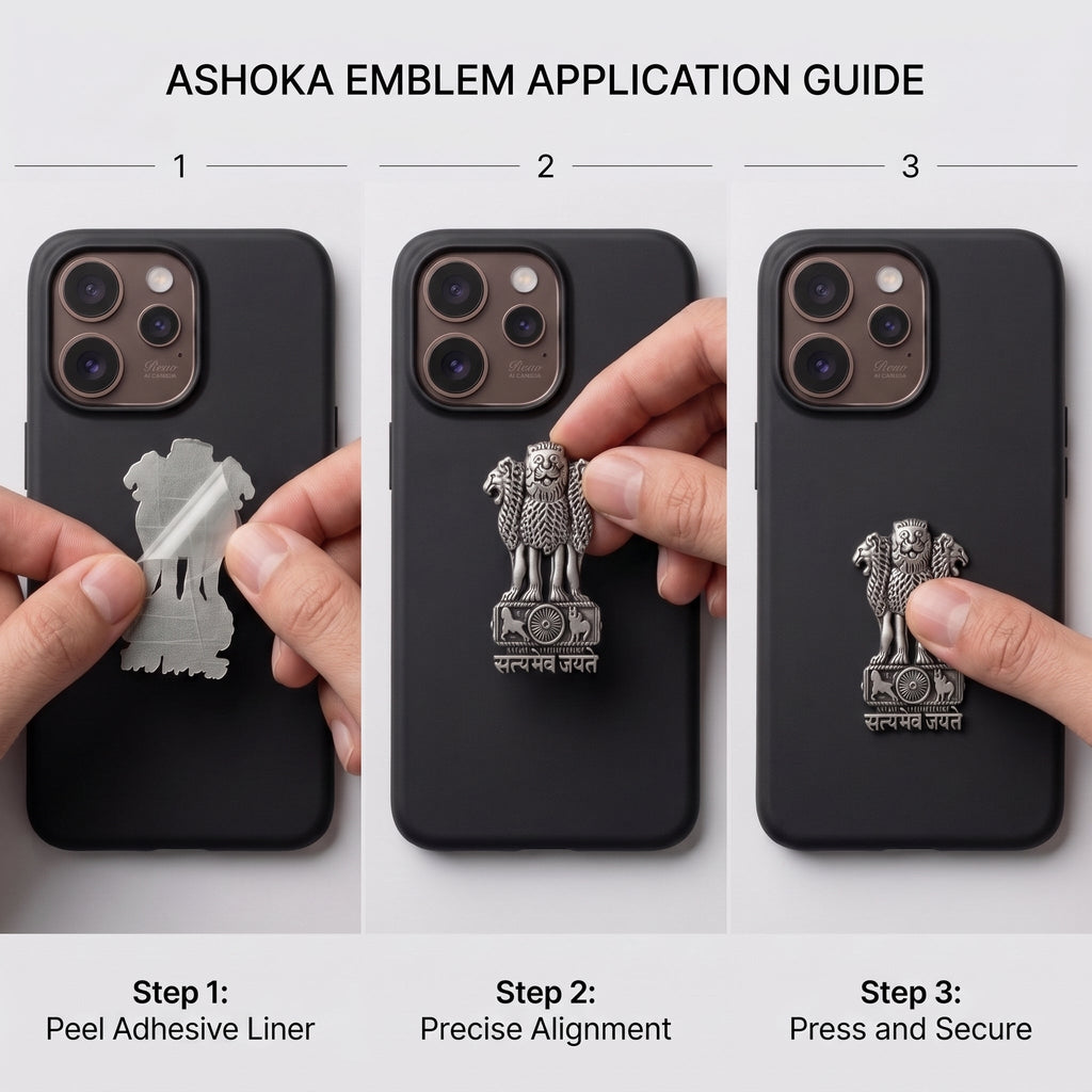 Oppo Reno 15 Pro Mini 5G Compatible Satyamev Jayate 3D Metal Emblem Sticker