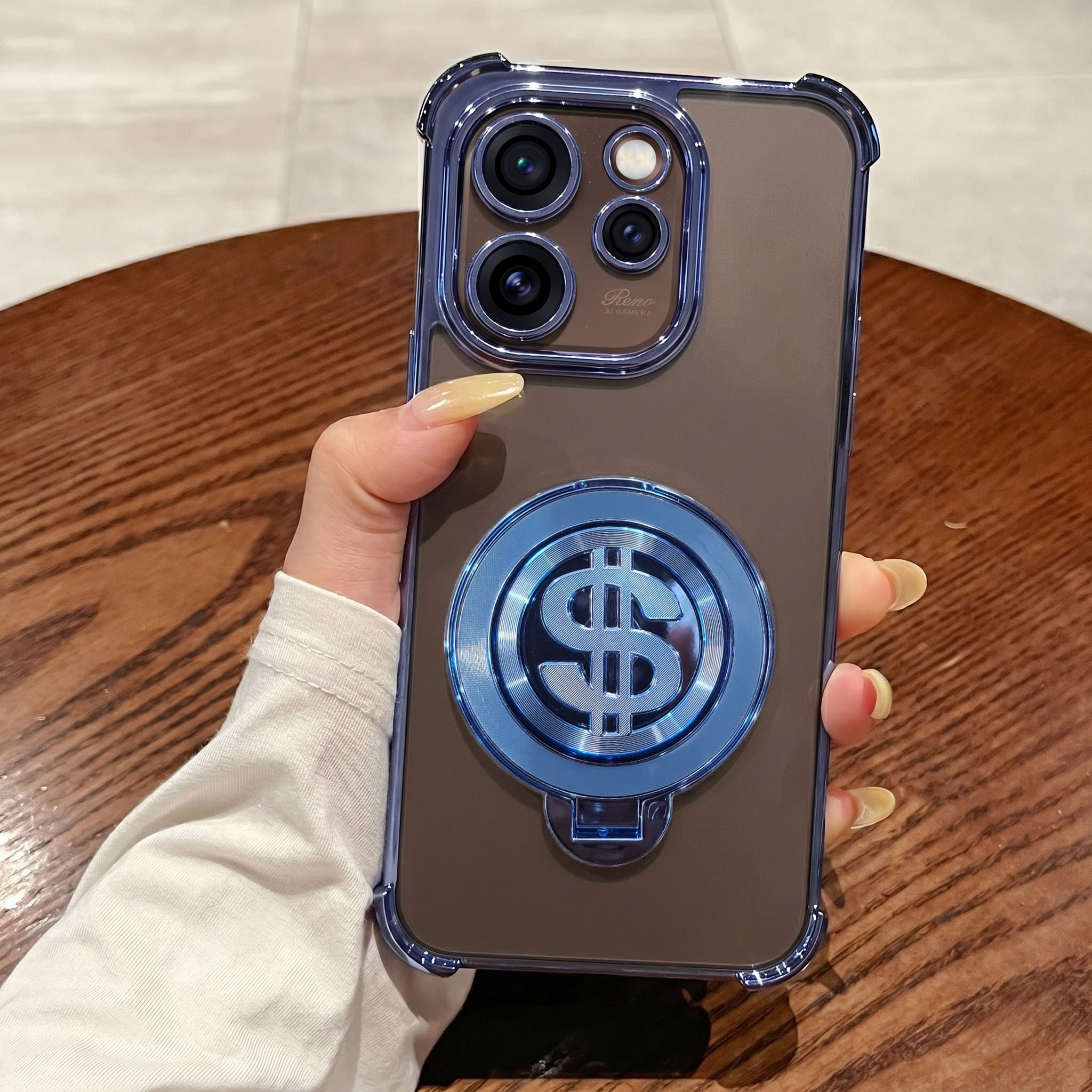 Oppo Reno 15 Pro Mini 5G Four Corner Airbags 100% Original Astro Money Magnet Rotating Dollar Case