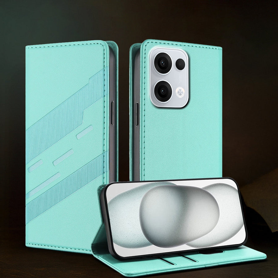 Oppo Reno 13 5G Magnetic Embossed Multi-Functional Wallet Retro PU Leather Flip Case