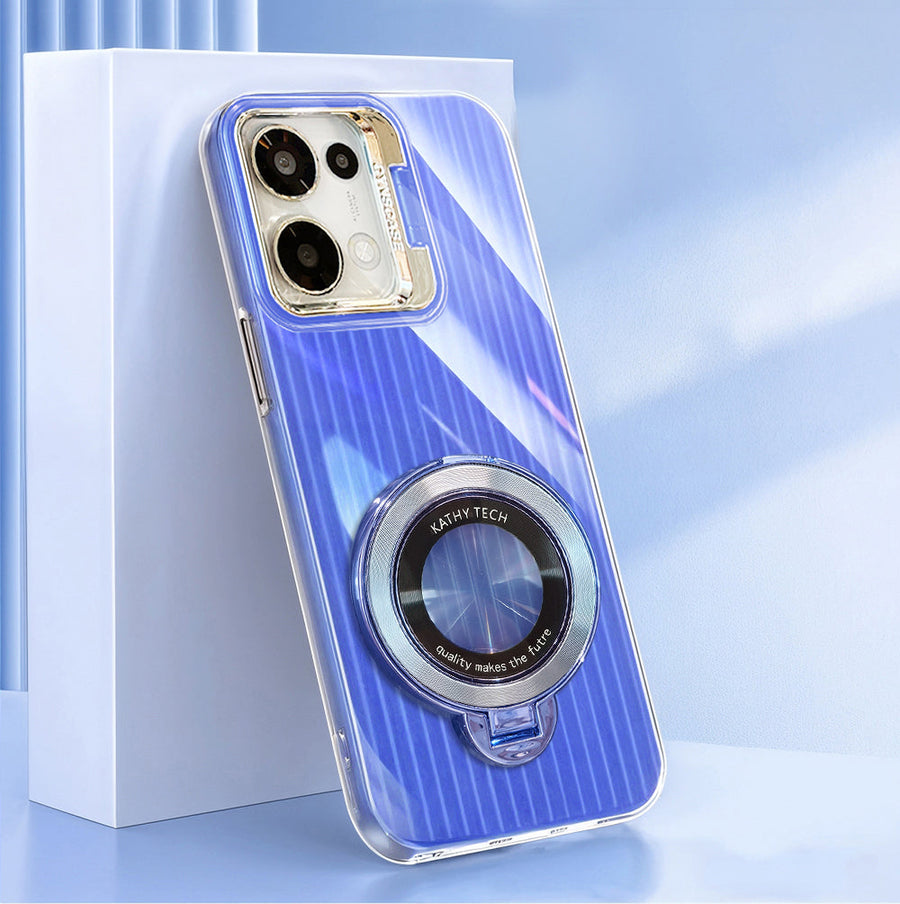 Oppo Reno13 Luxury Dual Layer Hybrid Camera Magnifier Ring Stand Case