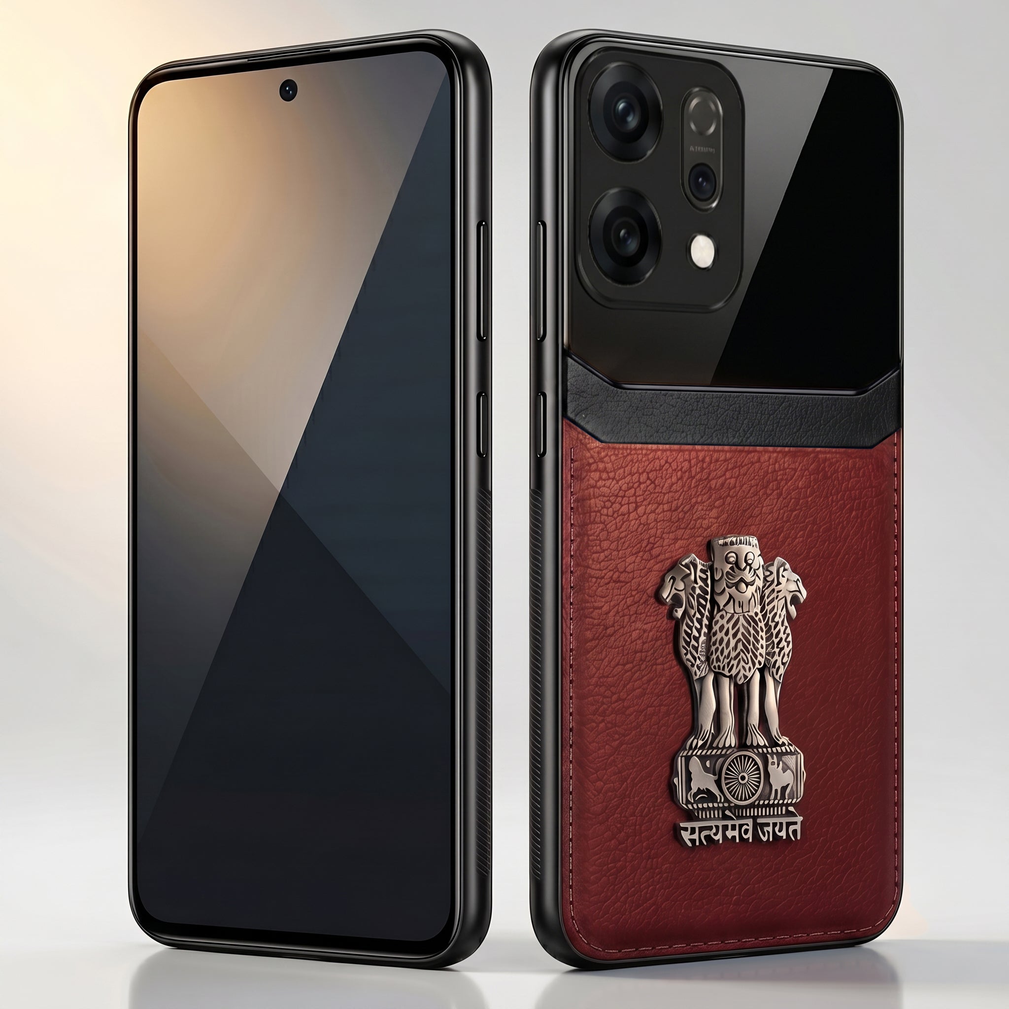 Oppo Reno 14 5G Satyamev Jayate 3D Metal Leather Back Case