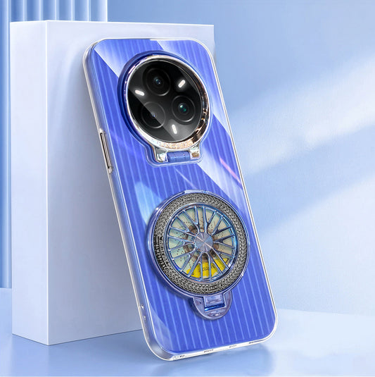Blue dual-layer Realme 14 Pro+ case with textured grip and camera wheel.