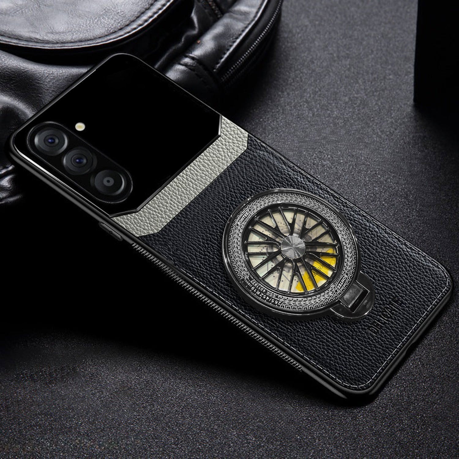 Samsung Galaxy A16 5G Original Luxury Leather Lens Wheel Ring Stand Case