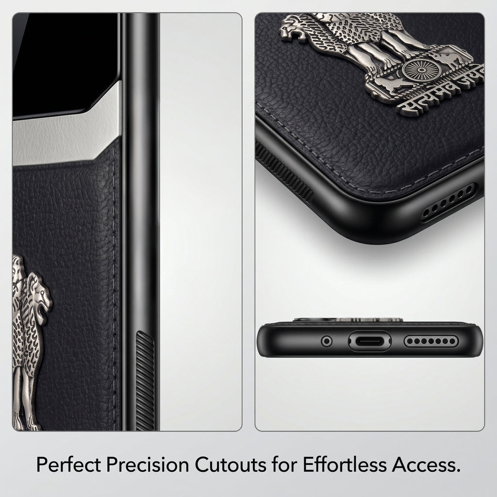 Oppo Reno 13 5G Satyamev Jayate 3D Metal Leather Back Case