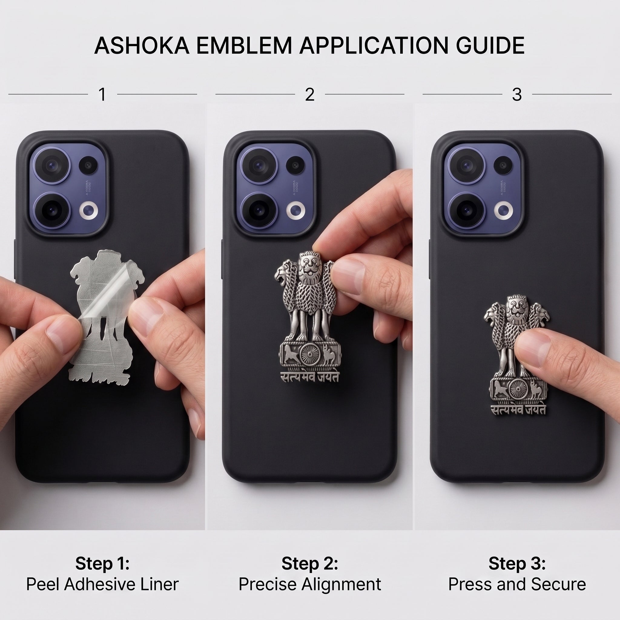 Oppo Reno 13 5G Compatible Satyamev Jayate 3D Metal Emblem Sticker